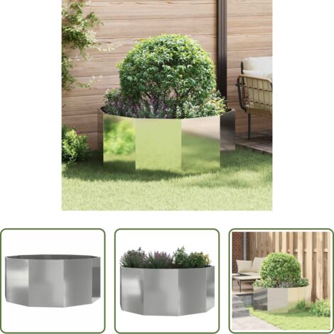 Macetero redondo -  Jardinera Plateado 120 x 120 x 50 cm Acero Galvanizado