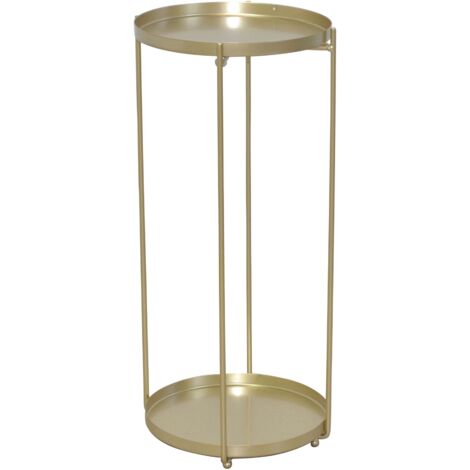 Macetero redondo moderno de metal dorado, altura 58 cm, superficie Ø25 cm con borde DEC050083