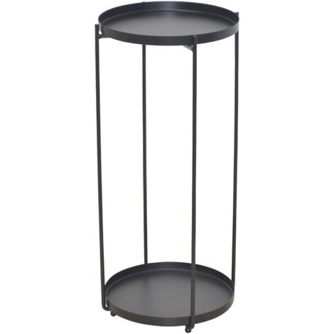 Macetero redondo moderno de metal negro, altura 58 cm, superficie Ø25 cm con borde DEC050081