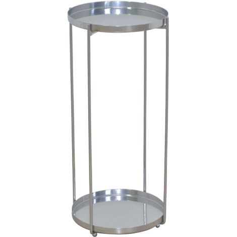 Macetero redondo moderno de metal plateado, altura 58 cm, superficie Ø25 cm con borde DEC050082