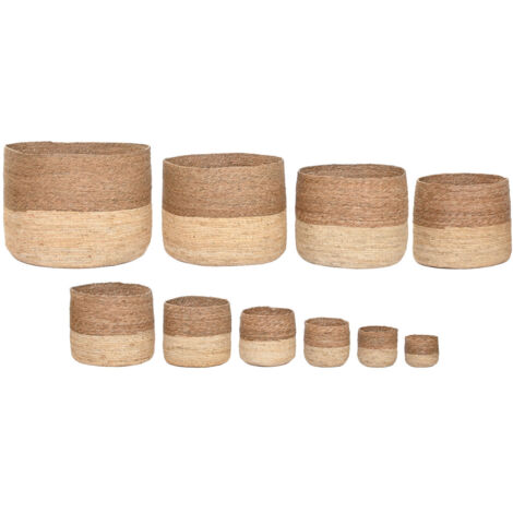 Macetero Set 10 Fibra 68X68X53 Natural Bicolor