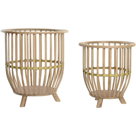 Macetero Set 2 Bambu 35X35X37 Natural Marron Claro MC203065