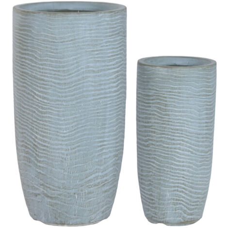 Macetero Set 2 Magnesia Fibra Vidrio 33X33X62 Gris
