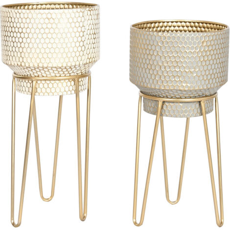 Macetero Set 2 Metal 36X36X81,5 Dorado