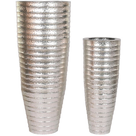Macetero Set 2 Metal 51X51X122 Plateado