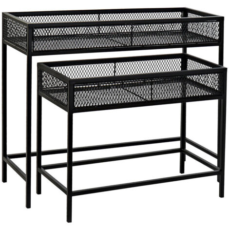 Macetero Set 2 Metal 70X25X60,5 55X25X45 Negro