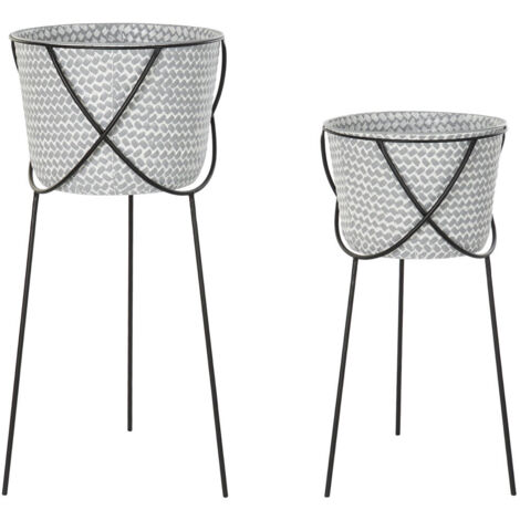 Macetero Set 2 Metal Hierro 37X37X82 Gris MC192745