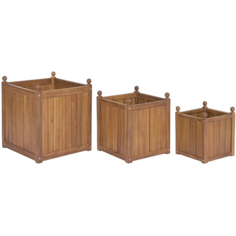 Macetero Set 3 Acacia 40X40X46 Natural Marron