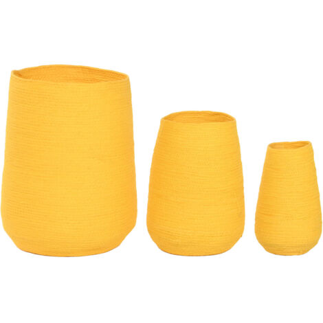 Macetero Set 3 Fibra 30X30X60 Amarillo