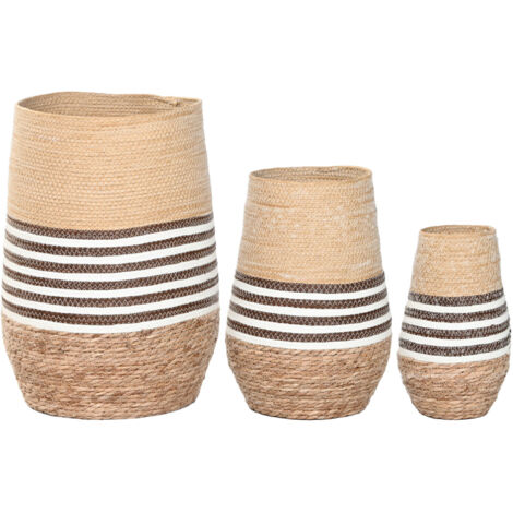 Macetero Set 3 Fibra Trenzada 31X31X49 Natural