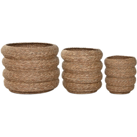 Macetero Set 3 Fibra Trenzada 42X42X39 Natural