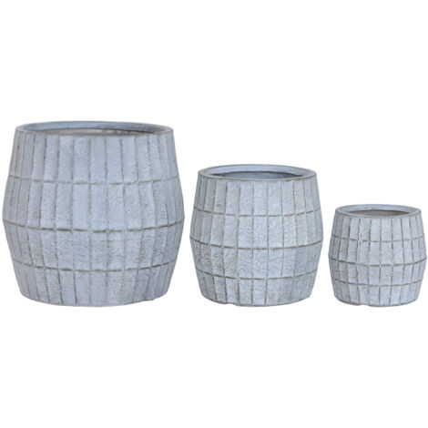 Macetero Set 3 Magnesia Fibra Vidrio 50X50X50 Gris