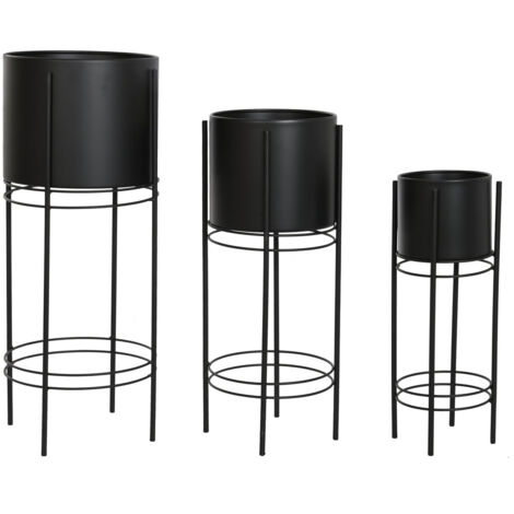 Macetero Set 3 Metal 30X30X70 Negro MC205973