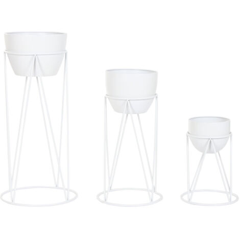 Macetero Set 3 Metal 38X38X80 Blanco