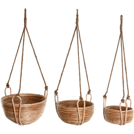 Macetero Set 3 Mimbre Cuerda 31X31X23 Colgante