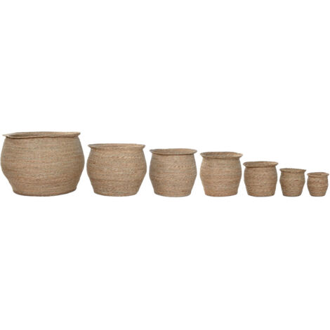 Macetero Set 7 Fibra Trenzada 70X70X58 Natural