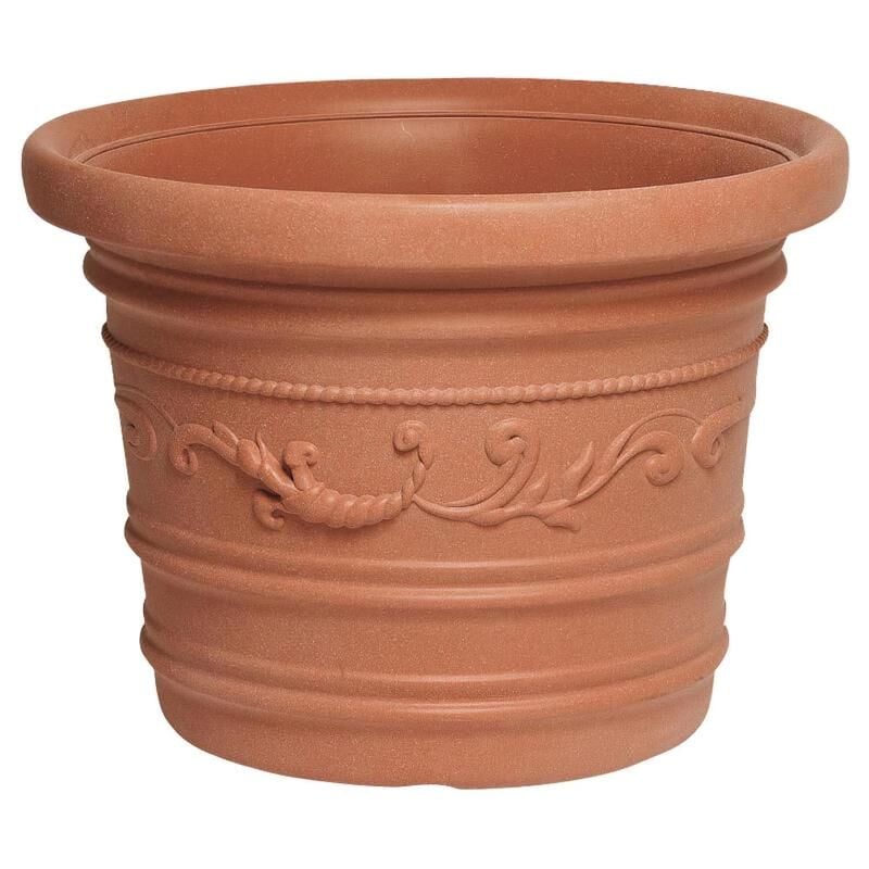 

macetero resina redondo, color terracota, resistente, ideal exterior, 50 cm diametro. - Saturnia