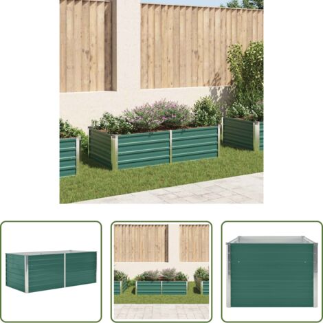 Macetero verde -  Jardinera elevada de acero galvanizado verde 160x80x45 cm