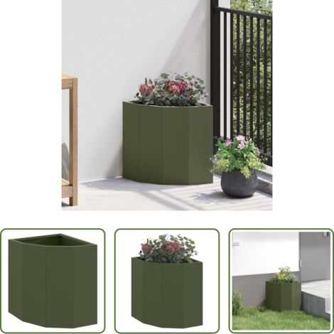 Macetero verde oliva -  Macetero de Esquina Verde oliva 30 x 30 x 35 cm Acero