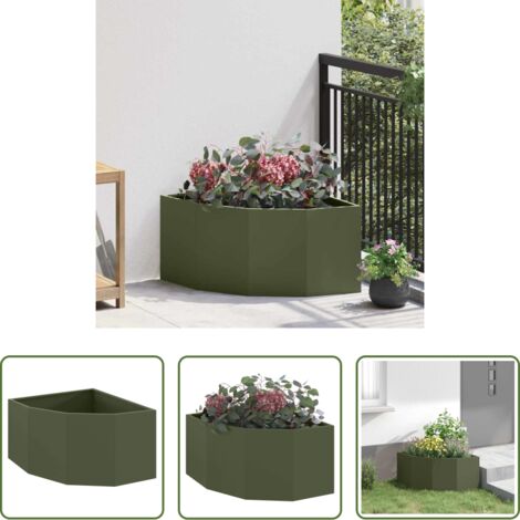 Macetero verde oliva -  Macetero de Esquina Verde oliva 60 x 60 x 35 cm Acero