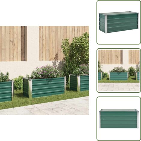 Macetero verde - vidaXL Arriate de jardín de acero galvanizado verde 100x40x45 cm - Macetero para plantas