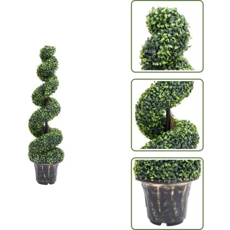 Macetero verde - vidaXL Planta espiral de Boj artificial con macetero verde 117 cm - Planta decorativa