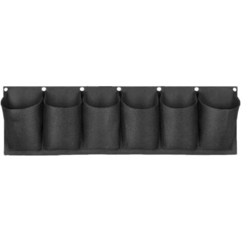 Macetero vertical de pared con 6 bolsillos, ideal para colgar en la pared, para balcones, patios, jardines y decoración del hogar, color negro.