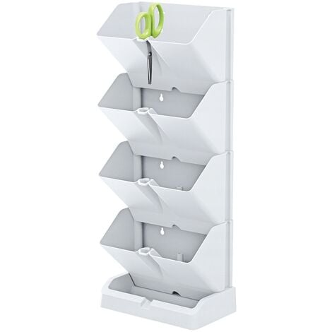 Macetero vertical Prosperplast Mini Cascade de plastico en color blanco 19,5 (largo) x 11,4 (ancho) x 47,5 (alto) cm con tijeras de jardin