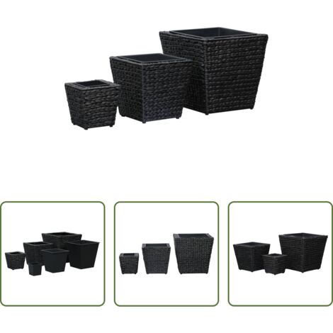 Maceteros -  Conjunto de arriates 3 piezas jacinto de agua negro