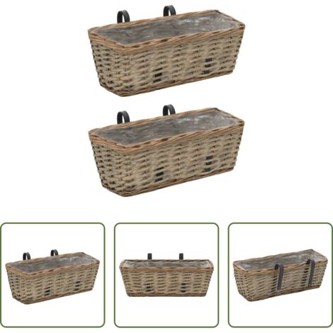 Maceteros de ratán -  Jardinera de balcón con forro PE 40 cm 2 unidades