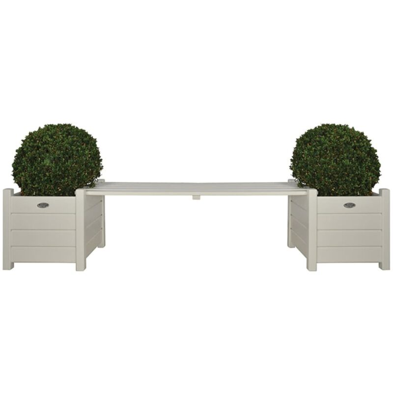

Esschert Design Jardineras con Banco Maceteros Madera de Pino Blanco - Blanco