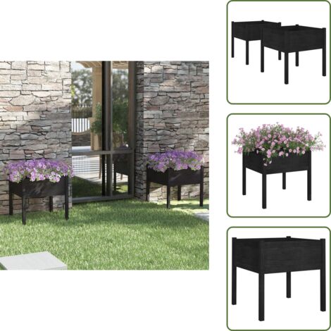 Maceteros para plantas - vidaXL Jardineras 2 uds madera maciza de pino negro 70x70x70 cm - Maceteros para flores