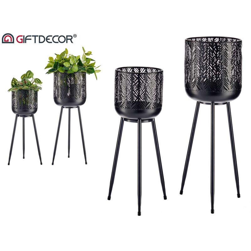 

Maceteros Pie Metal Negro 2 Piezas
