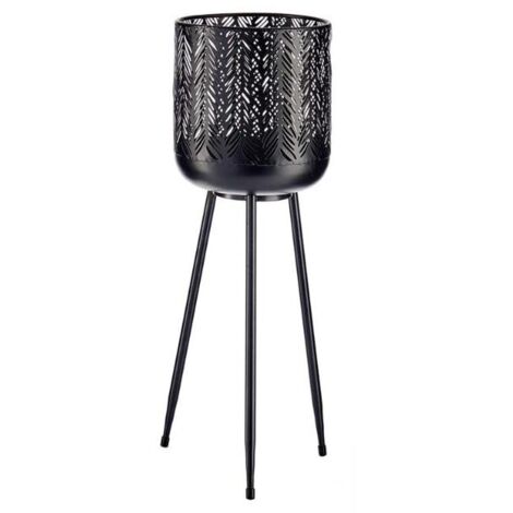 MACETEROS PIE METAL NEGRO 2 PIEZAS JUEGO 2