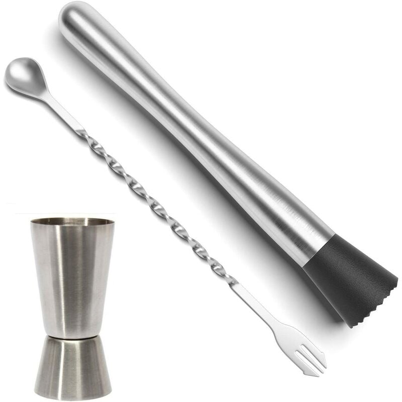 

Machacador de cócteles de acero inoxidable 1pcs con cuchara mezcladora y taza medidora