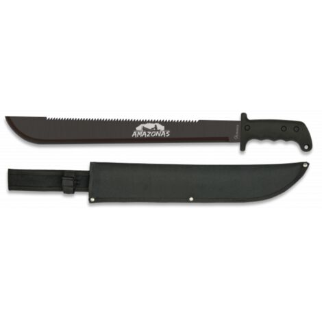 Machete Martinez Albainox Albainox Amazonas Black, Lamiera di acciaio inossidabile di 45,8 Cm, Mango di gomma, cassa in nylon, 32088