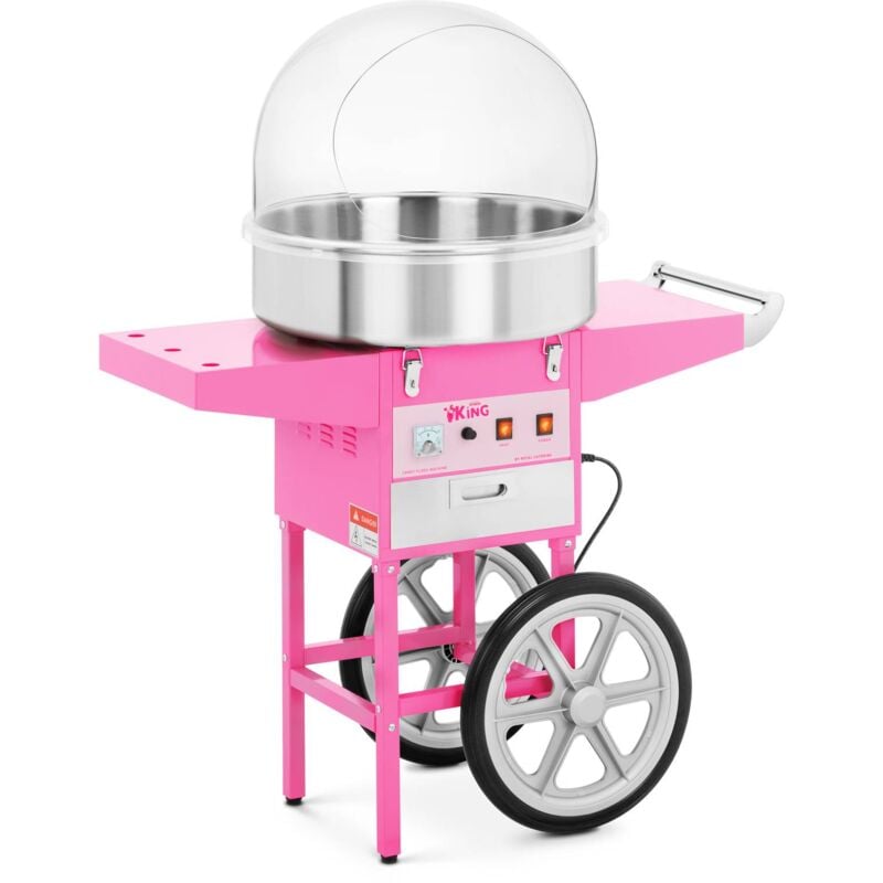 Royal Catering - Machine a Barbe a Papa Acier Inox Pro + Coupole + Chariot Roues