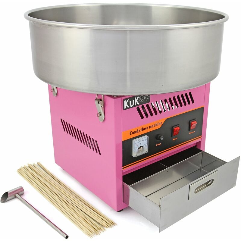 Machine à Barbe à Papa Professionnelle à Bol en Acier Inoxydable de 50cm pour Fêtes et Autre Evènements - Kukoo