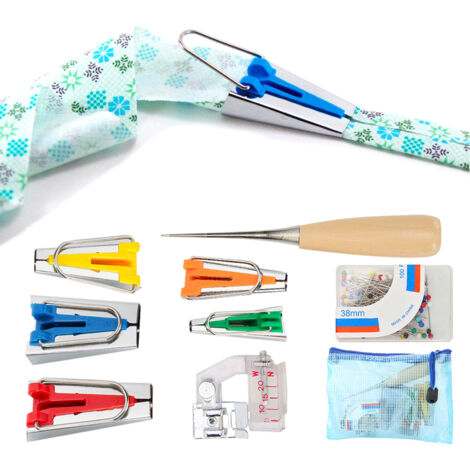 Machine à biais pour couture - Kit de 5 pieds presseurs pour reliure et patchwork DIY