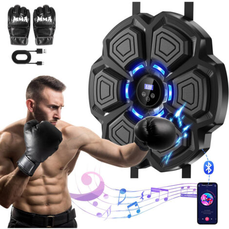 Machine à Boxe Musicale Music Boxing Machine Murale Intelligente Bluetooth avec Gants de Boxe Adultes Enfants équipement de boxe