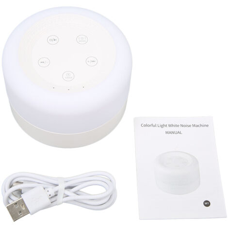 Machine à Bruit Blanc avec Veilleuse, Rechargeable USB, 10 Sons Naturels et 2 Berceuses - Aide au Sommeil pour Maison