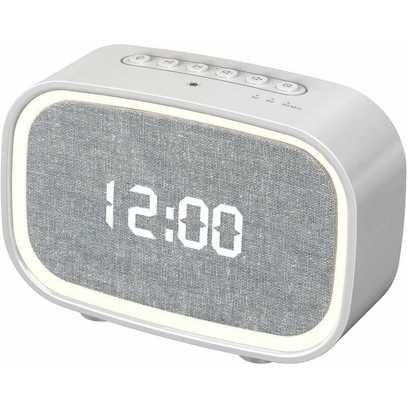 Machine à bruit blanc multifonctionnelle avec horloge Machine à bruit de sommeil avec haut-parleur Bluetooth,sons apaisants, lumière de nuit dimmable