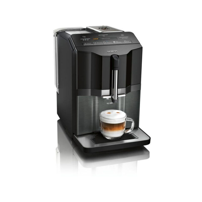 Machine a Cafe a espresso Auto Siemens EQ.300 TI355209RW - Inox foncé et noir lustré - 1300 w - 15 bars - 5 boissons