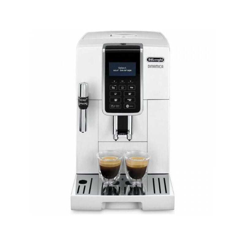 Machine a Cafe expresso automatique avec broyeur Delonghi Dinamica ECAM350.35.W - Buse vapeur - 15 bar - grains - Bla