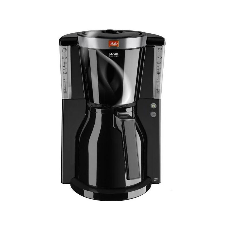 Machine a Cafe - Cafetiere Electrique filtre Melitta Look iv Therm Selection 1011-12 Noir/Acier Brossé - 8 tasses - Systeme anti-gouttes