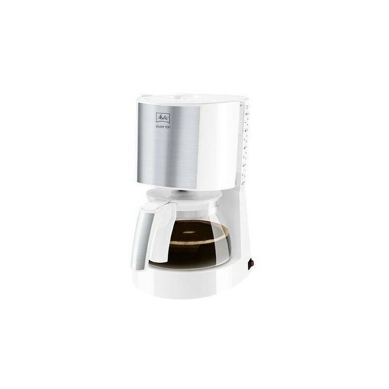 Melitta - Machine a Cafe - Cafetiere Electrique filtre Enjoy Top Glass Blanc/Acier brossé 1017-03 - 15 tasses