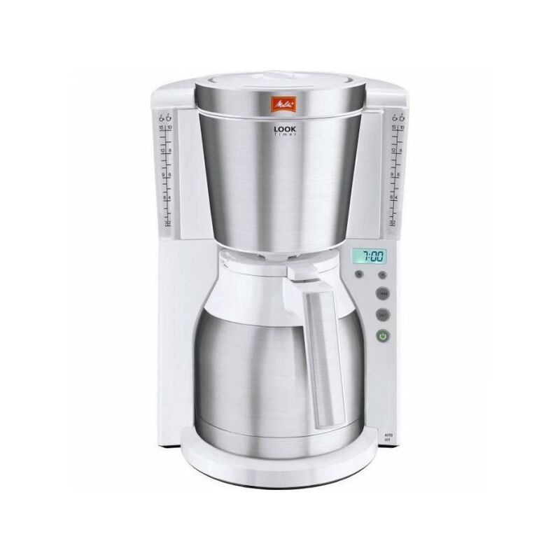 Machine a Cafe - Cafetiere Electrique Melitta Look iv Therm Timer 1011-15 - Programmable - AromaSelector - Verseuse isotherme - Blanc