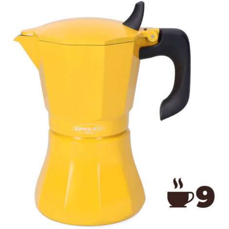 machine à café en aluminium de 9 tasses modele: petra oroley couleur moutarde.