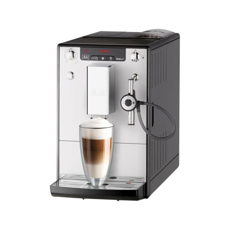 Melitta - Machine a café expresso avec broyeur Solo & Perfect Milk E957-203 - Argent - 15 bars - 1400 Watts