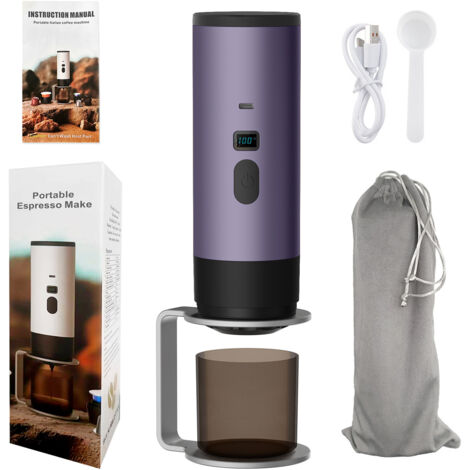 Machine à café portable 3 en 1, machine à café portable 72 W, machine à expresso rechargeable 12 V, machine à expresso à capsules USB, réservoir d'eau de 90 ml, convient pour le bureau, le camping-car